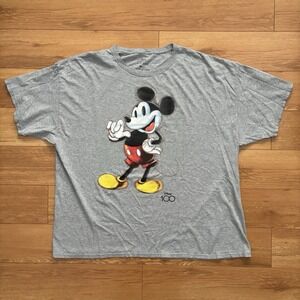 Disney 100 Retro Mickey Mouse Crew Neck T-Shirt Gray Heather Men's Size 3XL